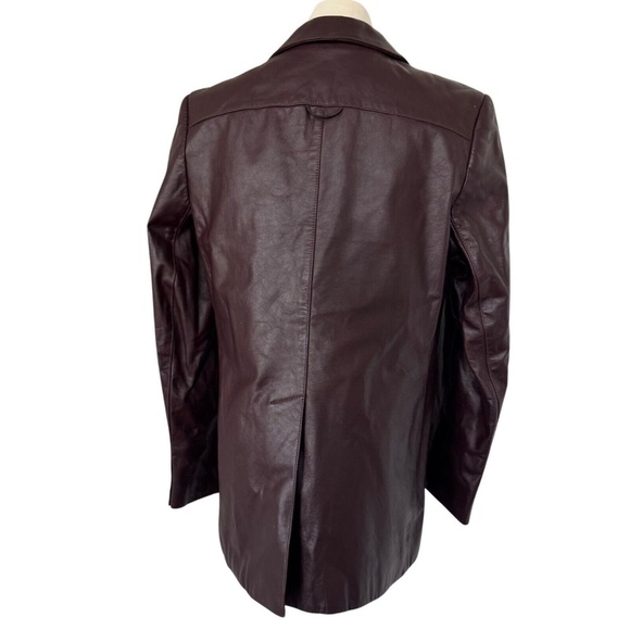 Vintage Etiennne Aigner Dark Cherry Genuine Leather Blazer Jacket Size 10 - Picture 2 of 4